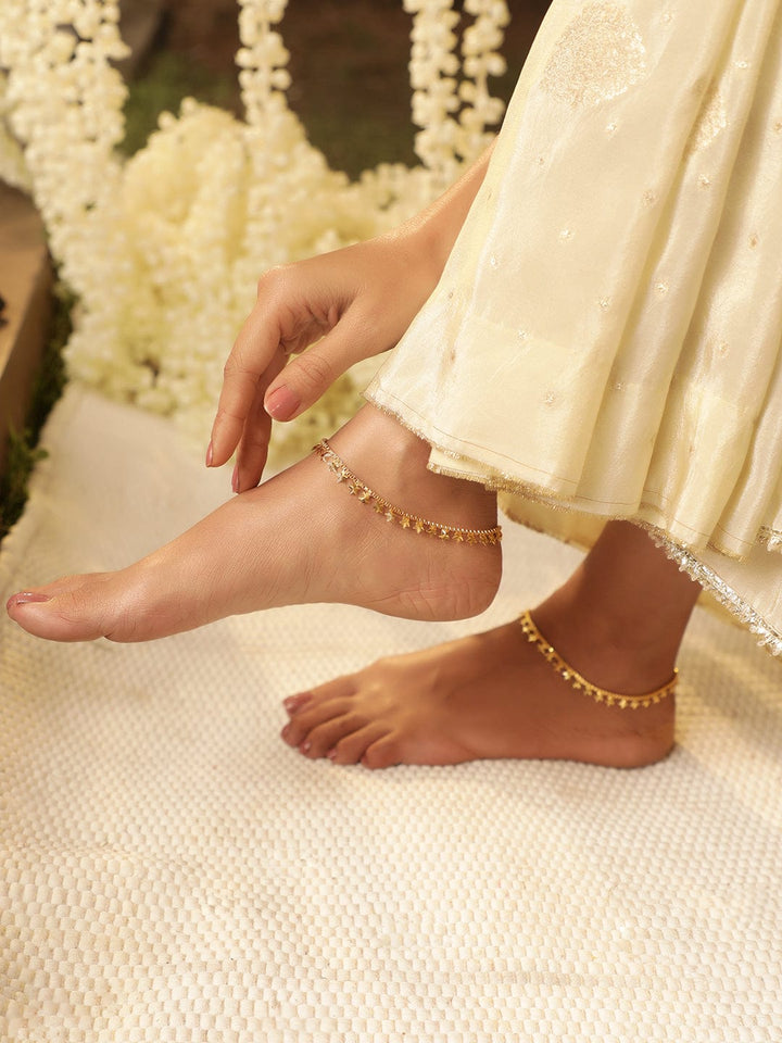 Chic 22K Gold-Plated Linked Anklet Accessories 