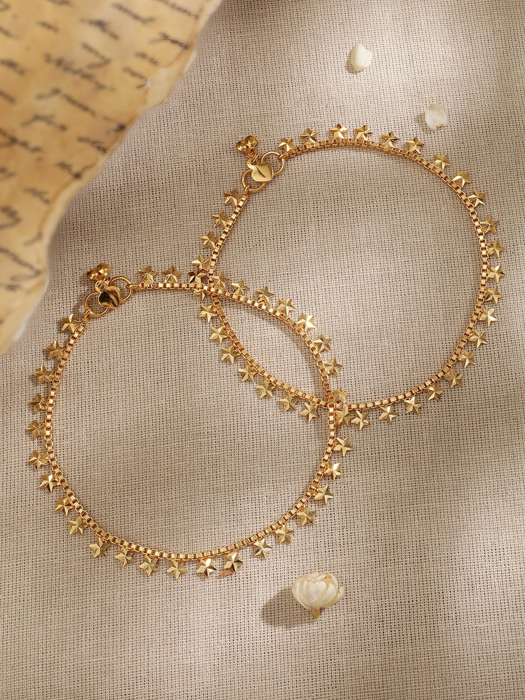 Chic 22K Gold-Plated Linked Anklet Accessories 