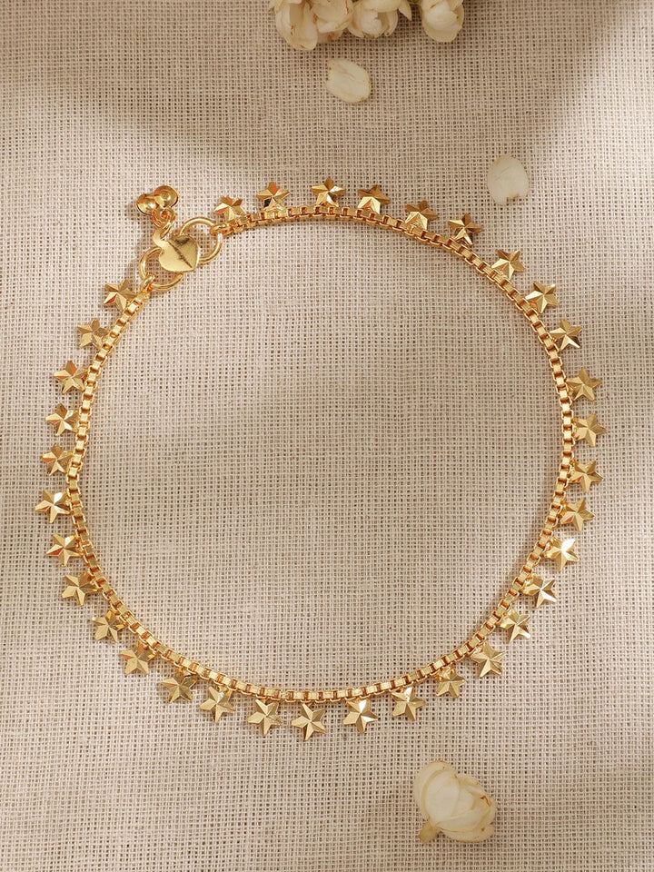 Chic 22K Gold-Plated Linked Anklet Accessories 