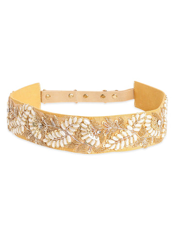 Chic Elegance Contemporary Beaded Embellishment Beige Belt Belt