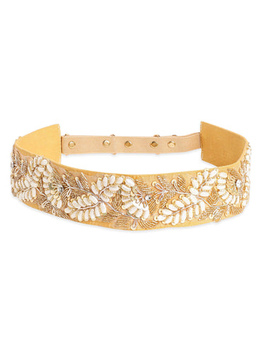 Chic Elegance Contemporary Beaded Embellishment Beige Belt Belt