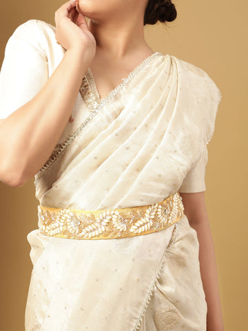 Chic Elegance Contemporary Beaded Embellishment Beige Belt Belt