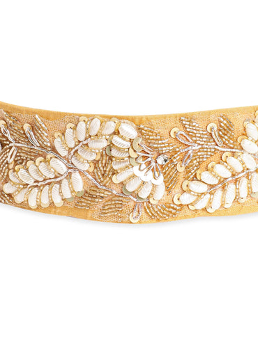 Chic Elegance Contemporary Beaded Embellishment Beige Belt Belt