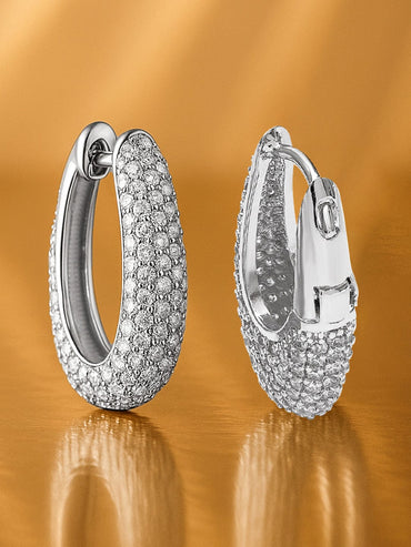 Chic Luxe Glow American Diamond Zirconia Half Round Studs Earrings
