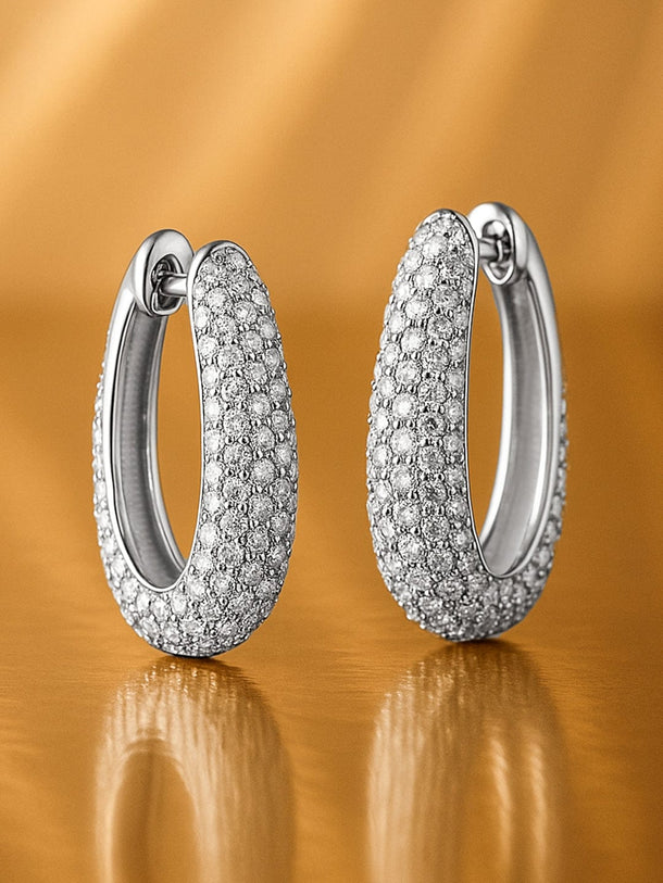 Chic Luxe Glow American Diamond Zirconia Half Round Studs Earrings