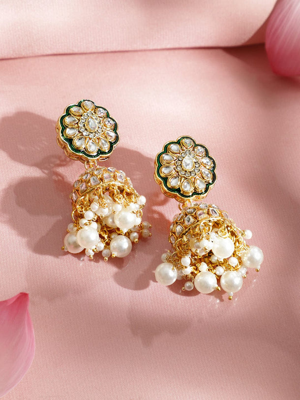 Classic Green & White Kundan Necklace Set Jewellery Set