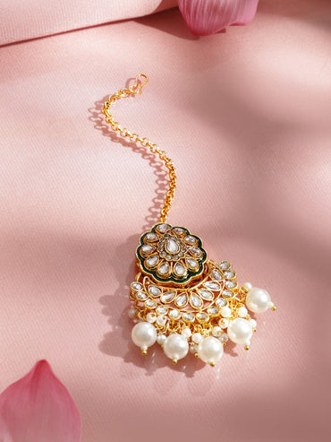 Classic Green & White Kundan Necklace Set Jewellery Set