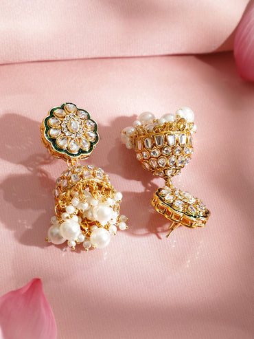 Classic Green & White Kundan Necklace Set Jewellery Set