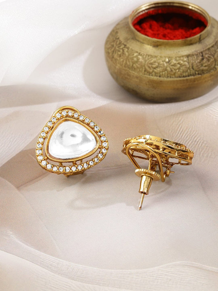 Classic Heritage Kundan & American Diamond Zirconia Studs Earrings