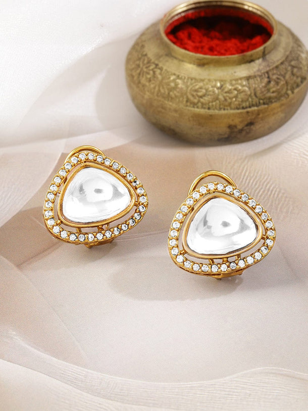 Classic Heritage Kundan & American Diamond Zirconia Studs Earrings