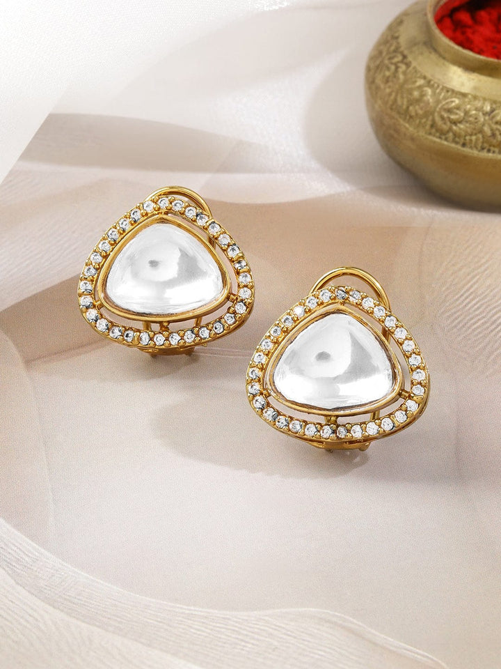 Classic Heritage Kundan & American Diamond Zirconia Studs Earrings