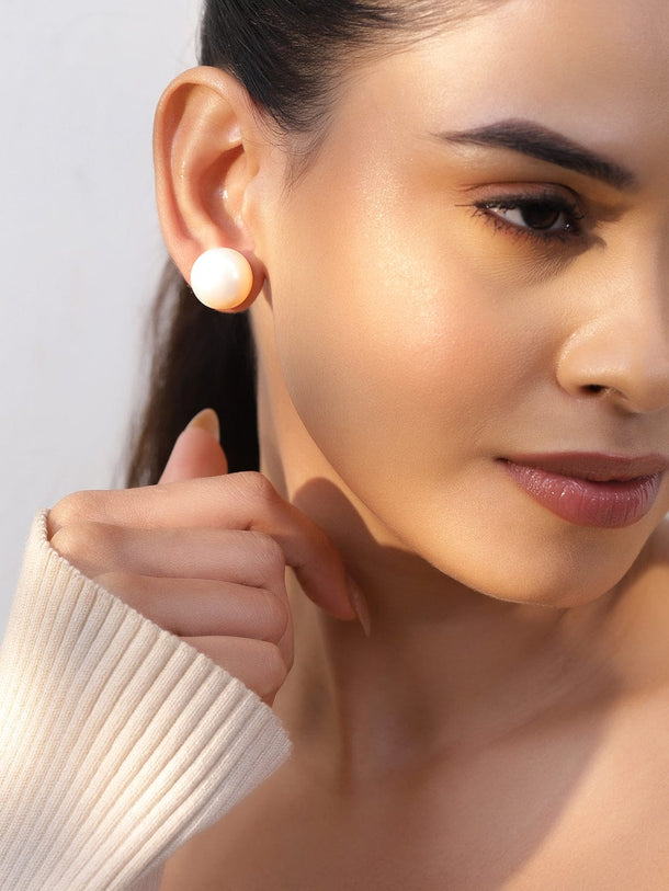 Classic Radiance White Pearl Studs Earrings