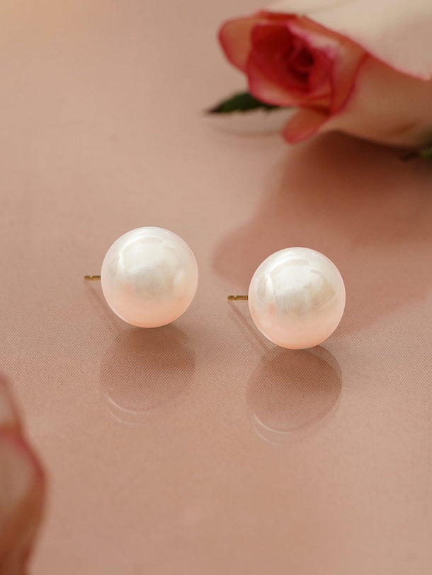Classic Radiance White Pearl Studs Earrings