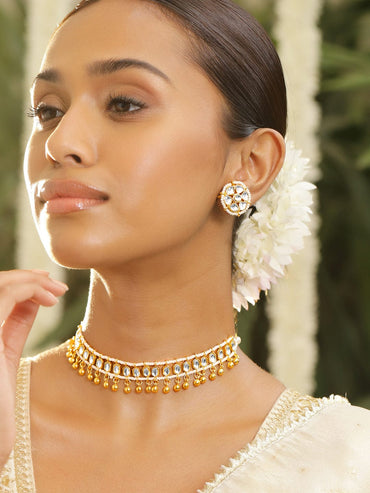 Classic White Kundan Choker Set Jewellery Set