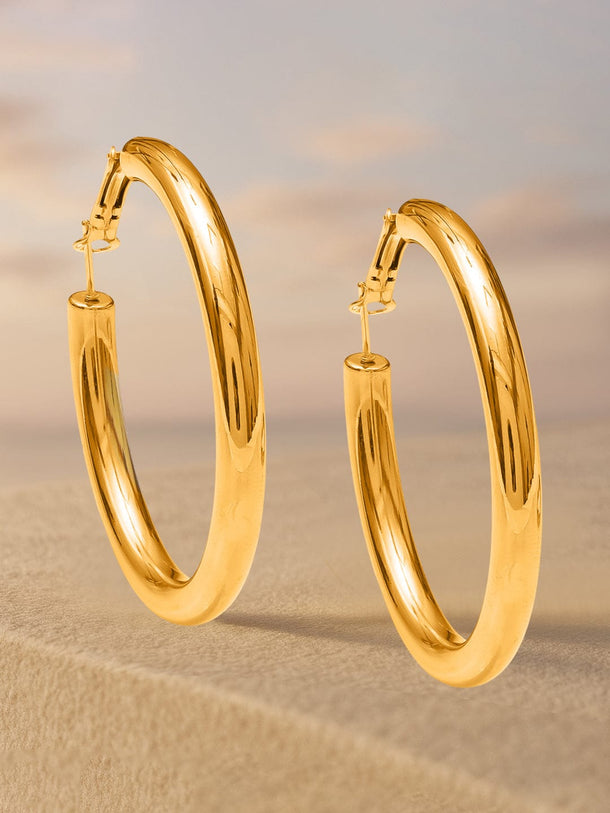 Clean Golden Big Hoops Earrings