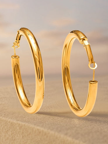 Clean Golden Big Hoops Earrings