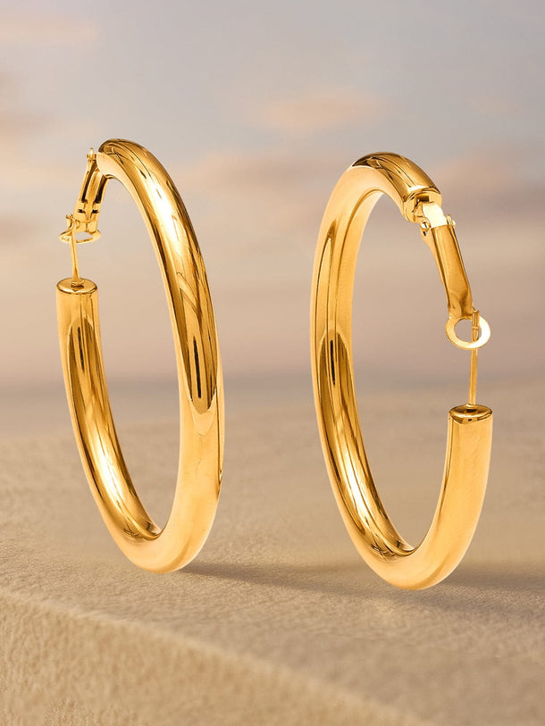 Clean Golden Big Hoops Earrings