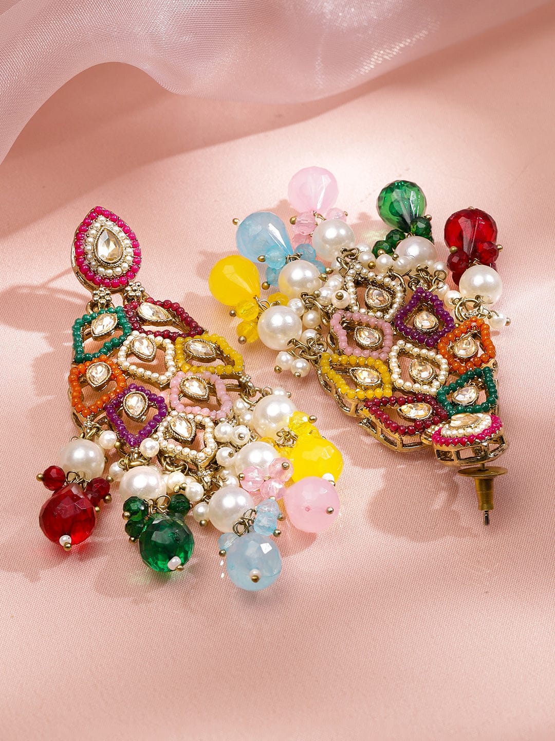 Colour Symphony Pearl Kundan Danglers Earrings