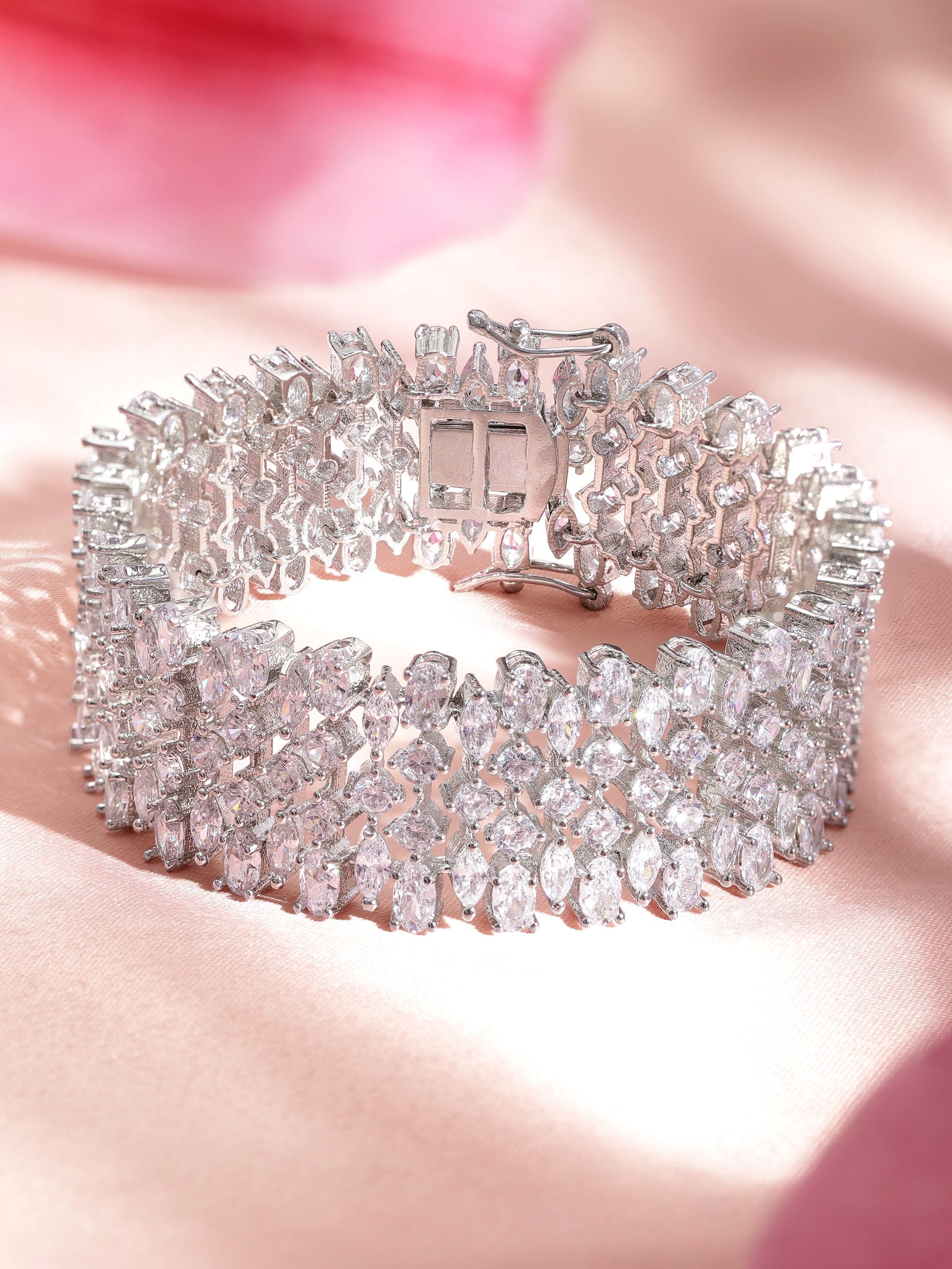 Clear Crystal Marquise Stretch Statement Bracelet | L&M Bling - lmbling