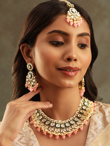 Copy of Rubans 22k Gold plated Kundan studded pearl beaded Jewellery Set Jewellery Sets