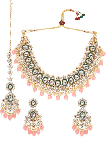 Copy of Rubans 22k Gold plated Kundan studded pearl beaded Jewellery Set Jewellery Sets