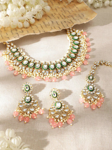Copy of Rubans 22k Gold plated Kundan studded pearl beaded Jewellery Set Jewellery Sets