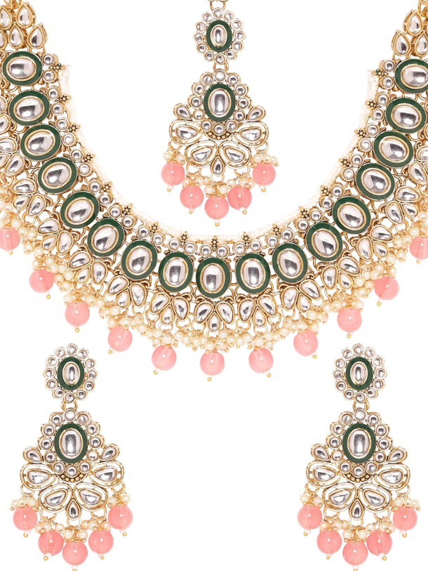 Copy of Rubans 22k Gold plated Kundan studded pearl beaded Jewellery Set Jewellery Sets