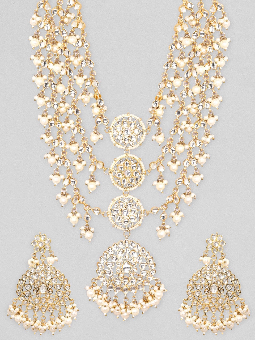 Copy of Rubans 24K Gold Plated Kundan Studded Pearl Beaded Jewellery Set Necklaces, Necklace Sets, Chains & Mangalsutra