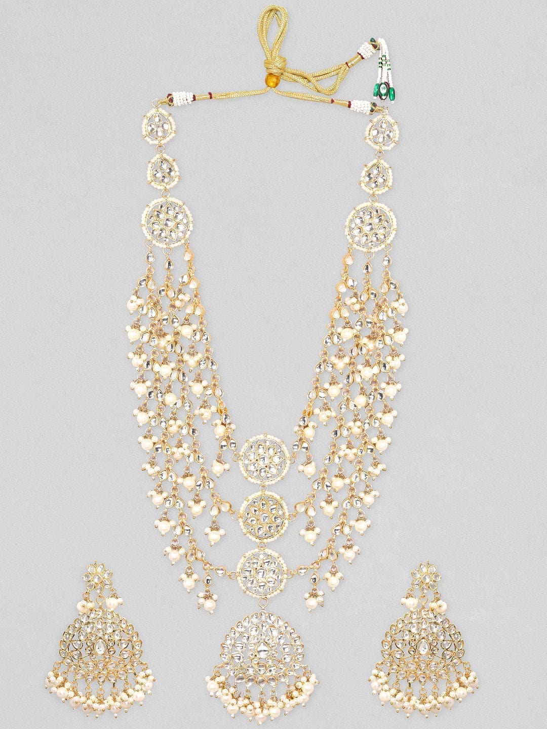 Copy of Rubans 24K Gold Plated Kundan Studded Pearl Beaded Jewellery Set Necklaces, Necklace Sets, Chains & Mangalsutra