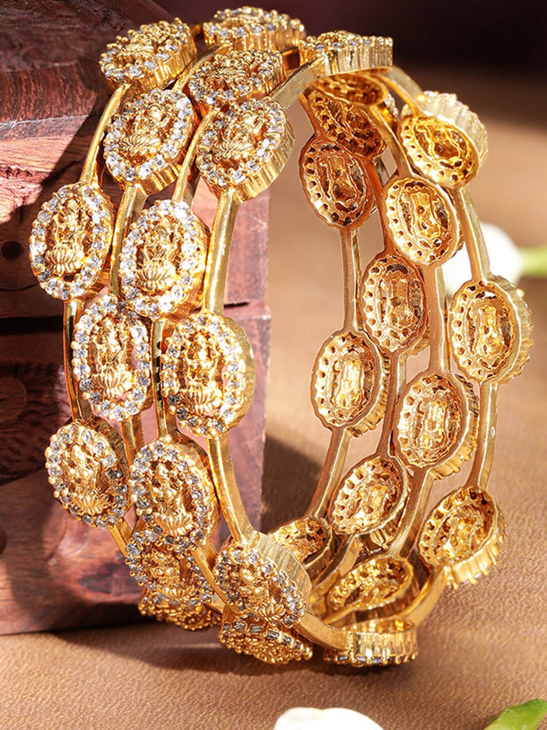 Copy of Set of 4, 22K Gold plated flora motif handcrafted gold bangles Bangles & Bracelets