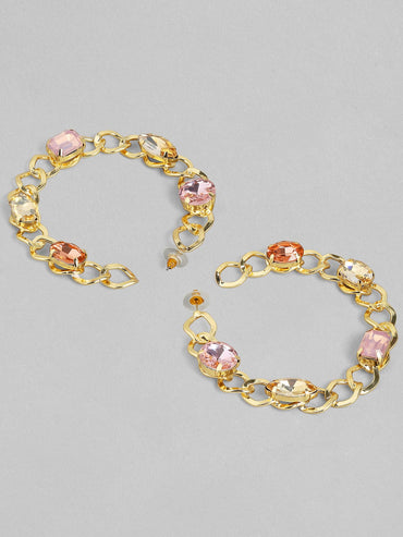 Copy of Rubans Fashion Accessories Gold-Toned  White Set Of 2 Drop Earrings Earrings