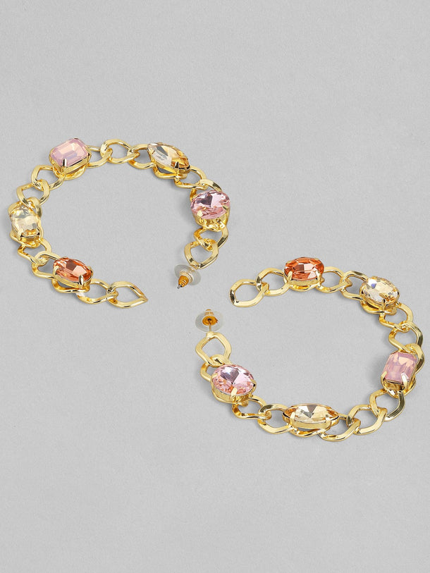 Copy of Rubans Fashion Accessories Gold-Toned  White Set Of 2 Drop Earrings Earrings