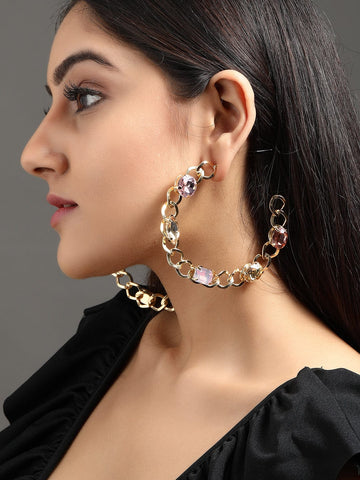 Copy of Rubans Fashion Accessories Gold-Toned  White Set Of 2 Drop Earrings Earrings