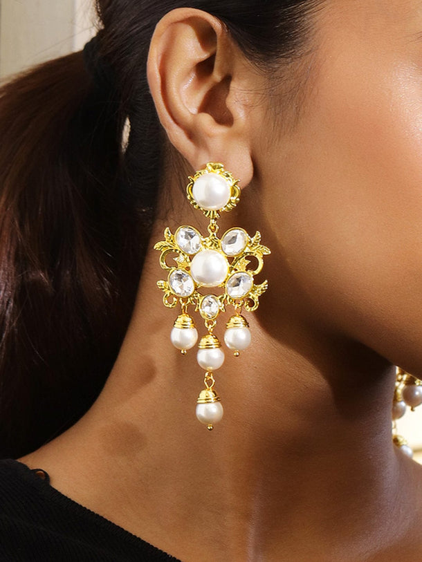 Crafted Grace Kundan Pearl Earrings Earrings