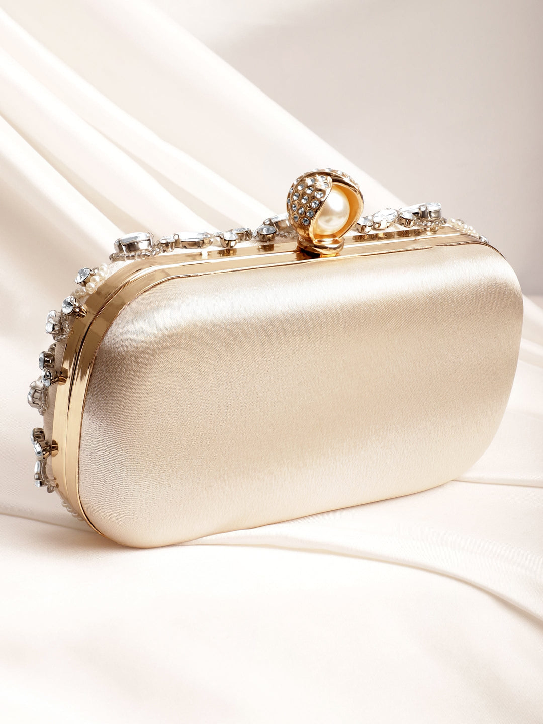 Cream bag studded with bold crystals exquisite clutch handbag Handbag, Wallet Accessories & Clutche