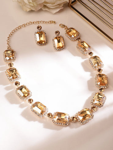 Crystal Studded Statement Necklace Set Jewellery Set
