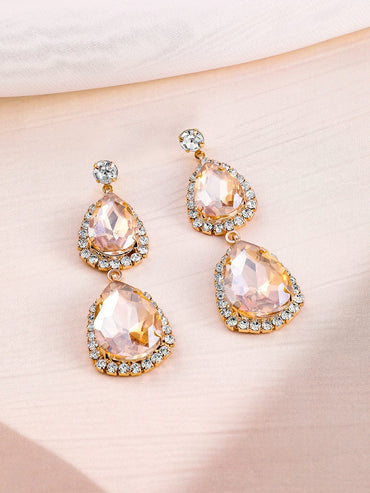 Crystal Teardrop Studded Necklace Set Jewellery Set