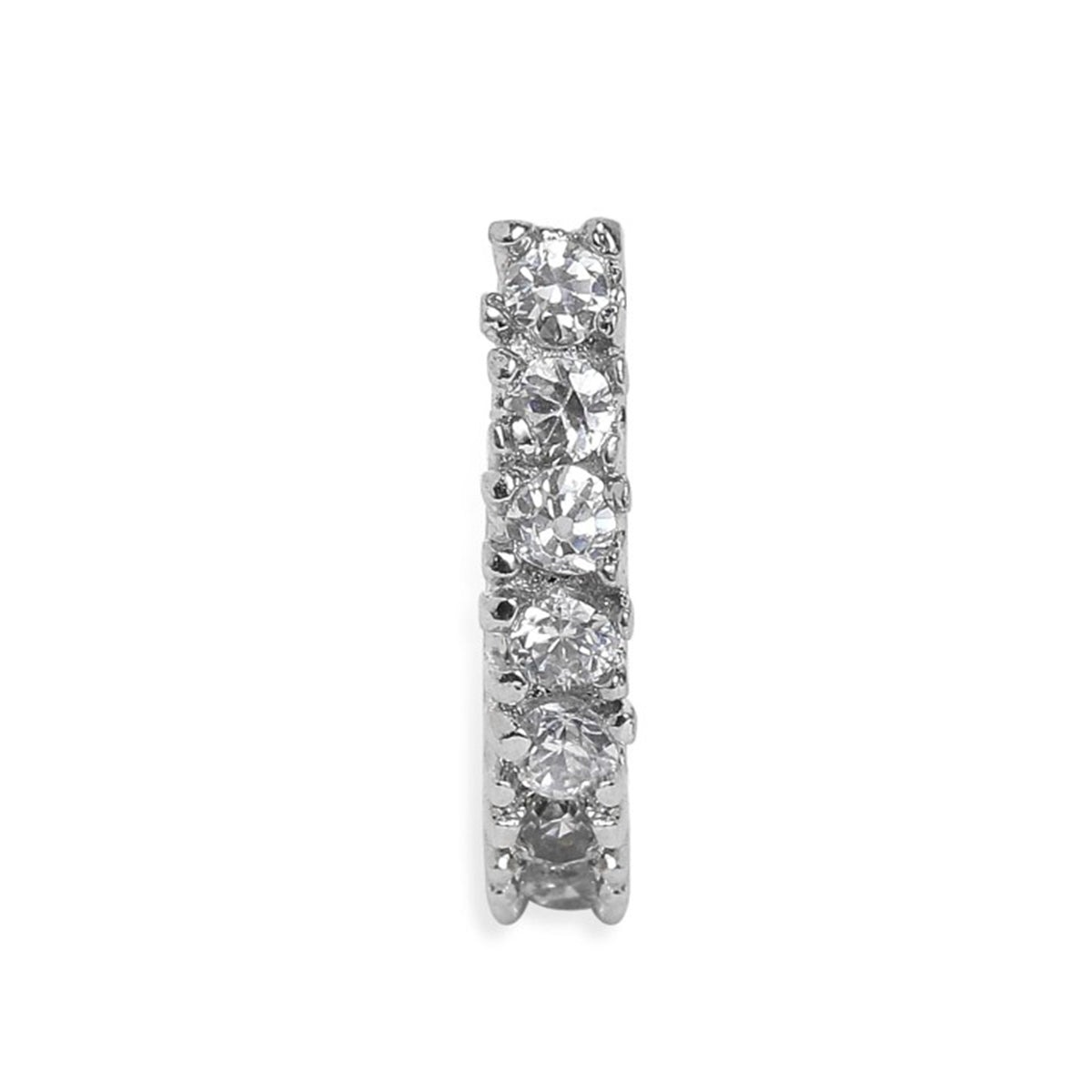 Rubans Silver-Plated White Cubic Zirconia- Stone Studded Handcrafted Adjustable Nose Clip