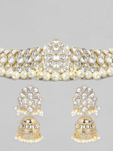 Rubans Gold Plated Festive Kundan Necklace Set