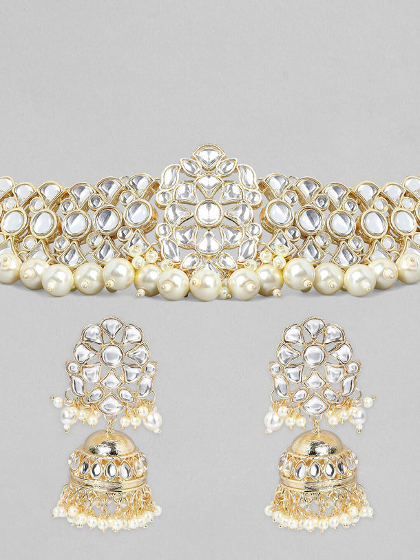Rubans Gold Plated Festive Kundan Necklace Set