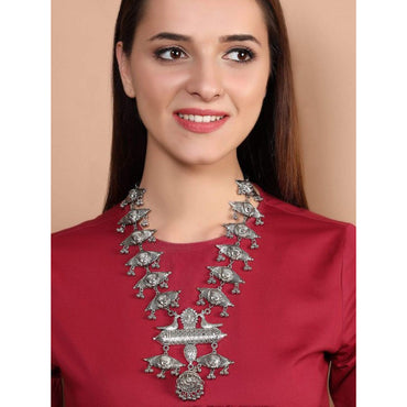 Rubans Oxidised Silver Plated  Necklace