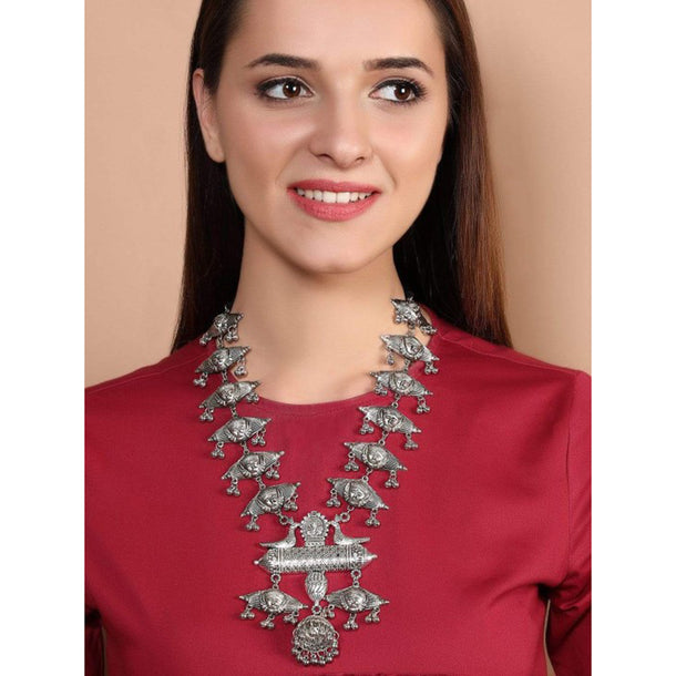 Rubans Oxidised Silver Plated  Necklace