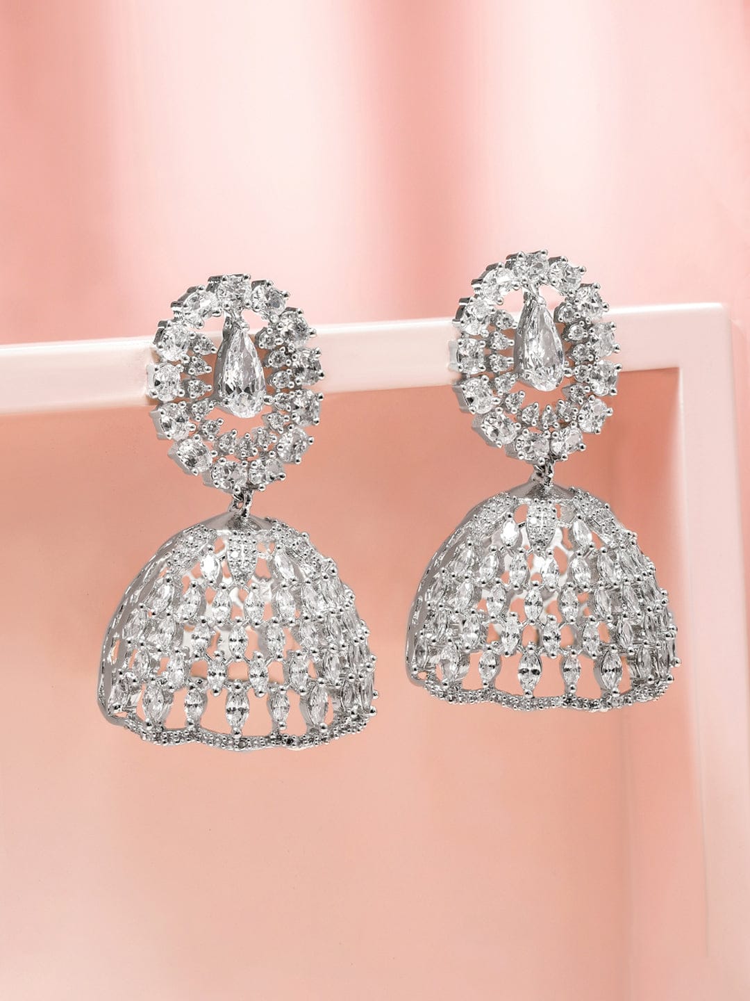 Dance of Sparkle & Tradition American Diamond Zirconia Jhumka Earrings