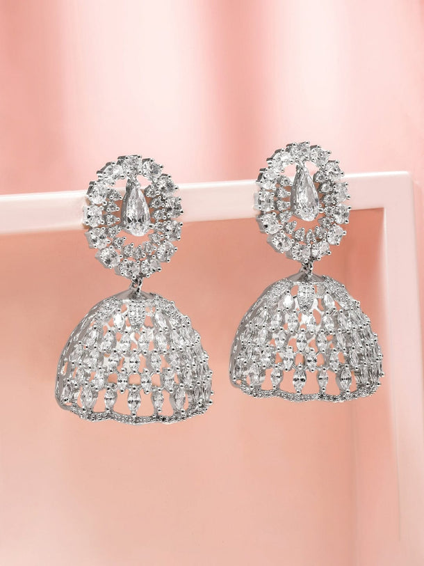 Dance of Sparkle & Tradition American Diamond Zirconia Jhumka Earrings