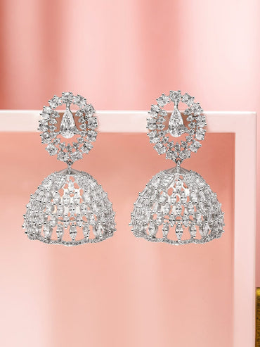 Dance of Sparkle & Tradition American Diamond Zirconia Jhumka Earrings
