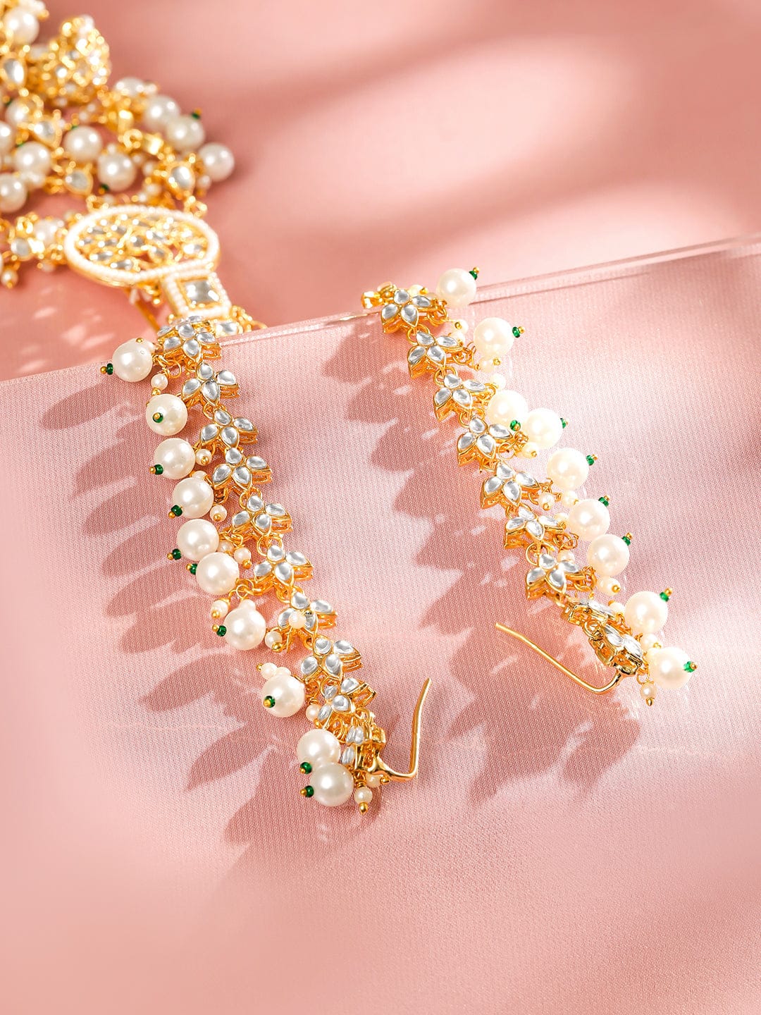 Dazzling Kundan Pearl Hair Brooch Head Jewellery