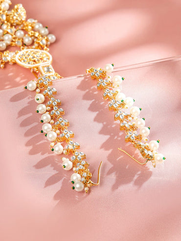 Dazzling Kundan Pearl Hair Brooch Head Jewellery