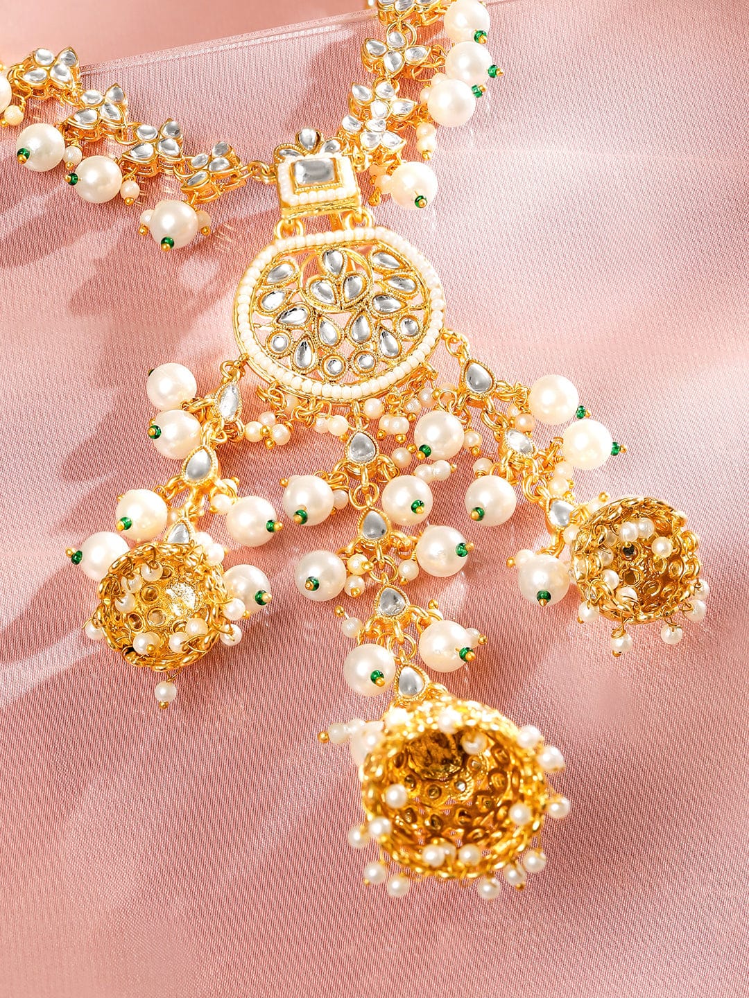 Dazzling Kundan Pearl Hair Brooch Head Jewellery