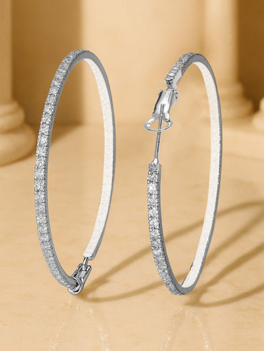 Delicate White American Diamond Zirconia Hoops Earrings