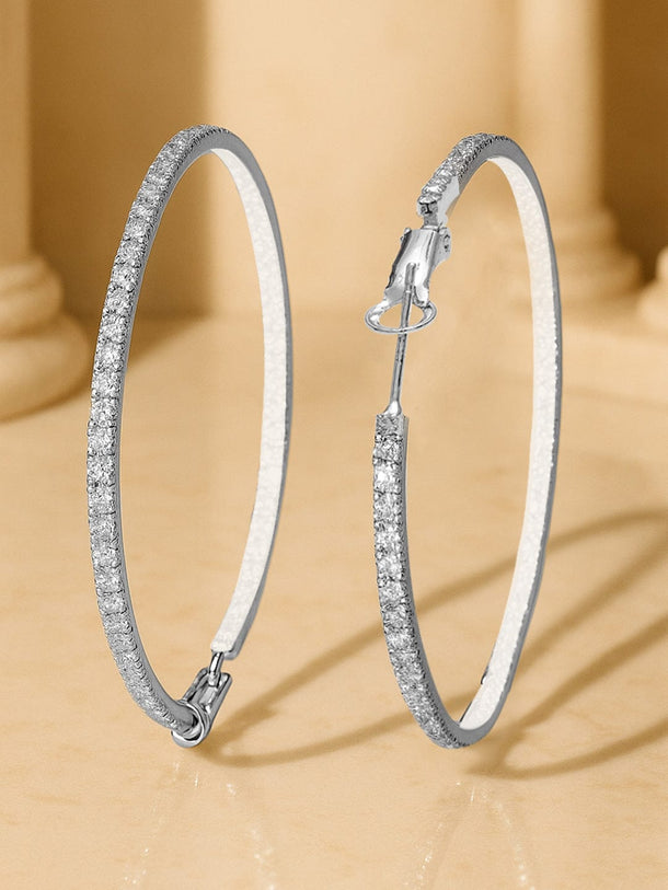 Delicate White American Diamond Zirconia Hoops Earrings